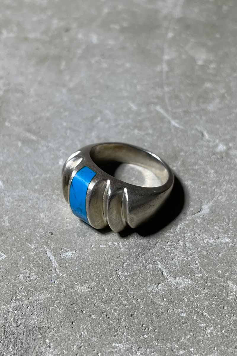 【中古】 VINTAGE MEXICAN JEWELRY (ヴィンテージ メキシカン ジュエリー) MADE IN MEXICO 925 SILVER RING W/TURQUOIS メキシコ製 925 シルバー リング ターコイズ [SIZE: 18号相当 USED]｜JULIUS NYC