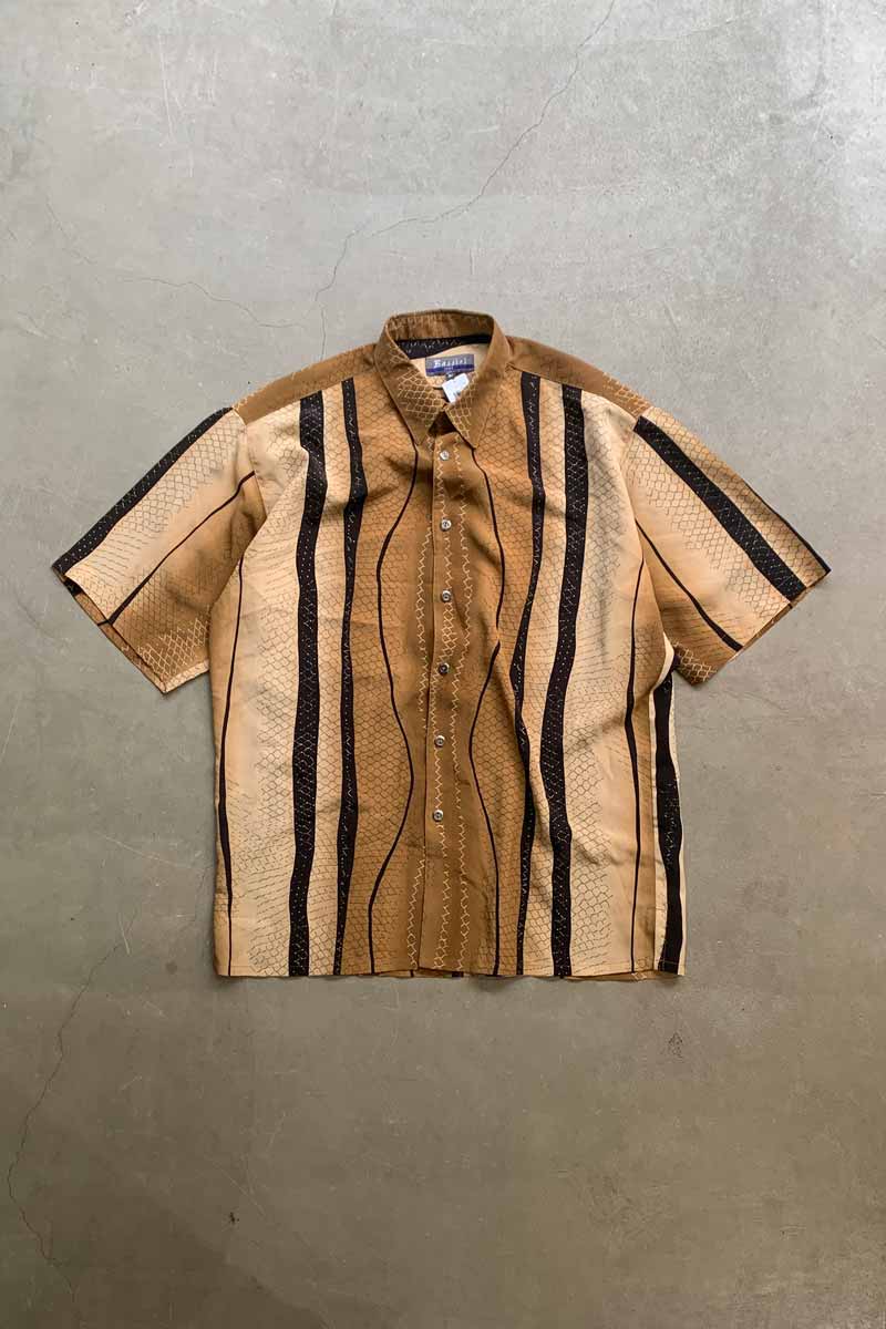 【中古】BASSIRI (バシリ) 90'S S/S PYTHON DESIGN SHIRT 90年代 半袖 パイソン デザイン シャツ BROWN [SIZE: M USED]｜JULIUS NYC