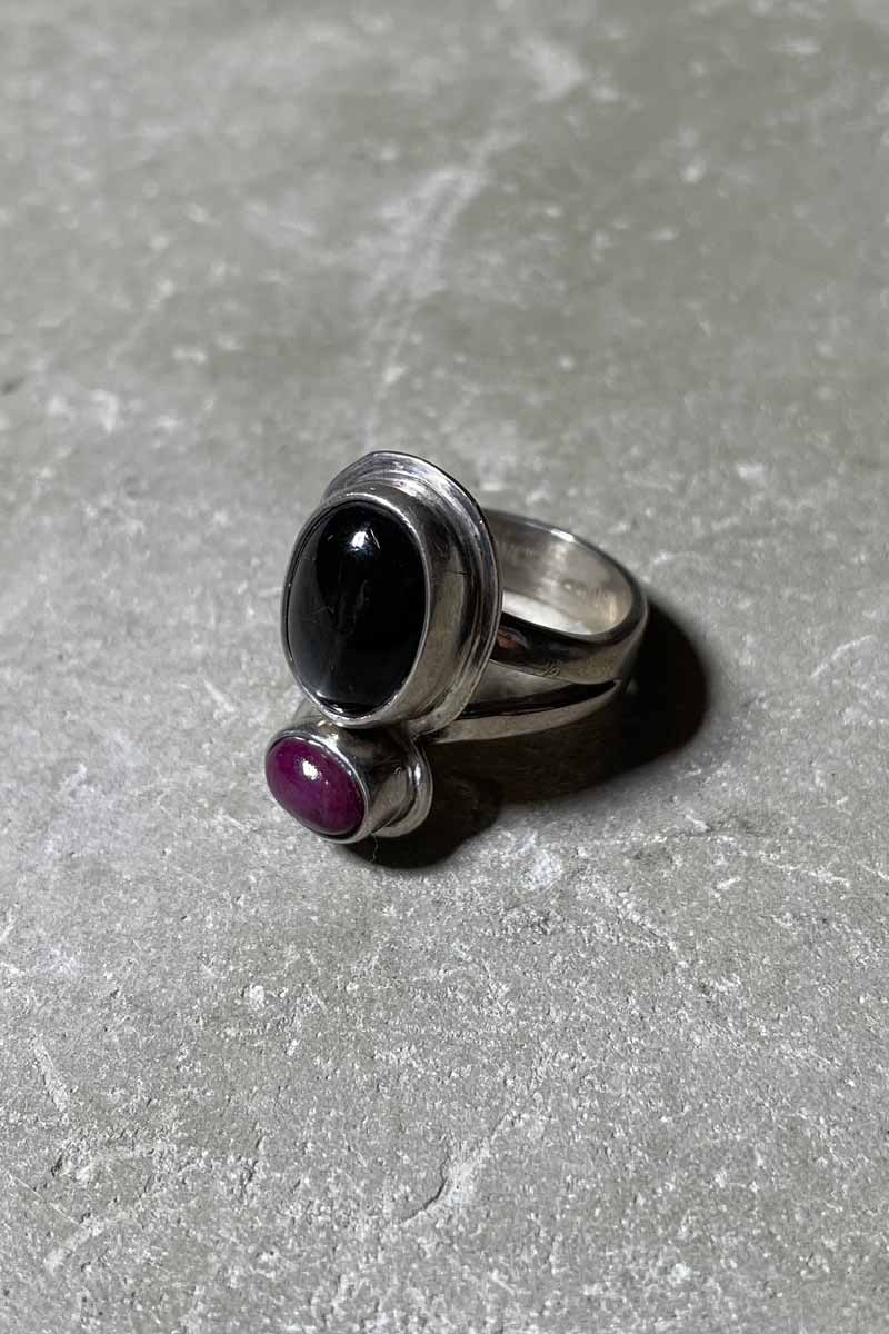 【中古】 VINTAGE SILVER JEWELRY (ヴィンテージ シルバー ジュエリー) MADE IN MEXICO 925 SILVER RING W/ONYX メキシコ製 925 シルバー リング オニキス [SIZE: 18号相当 USED]