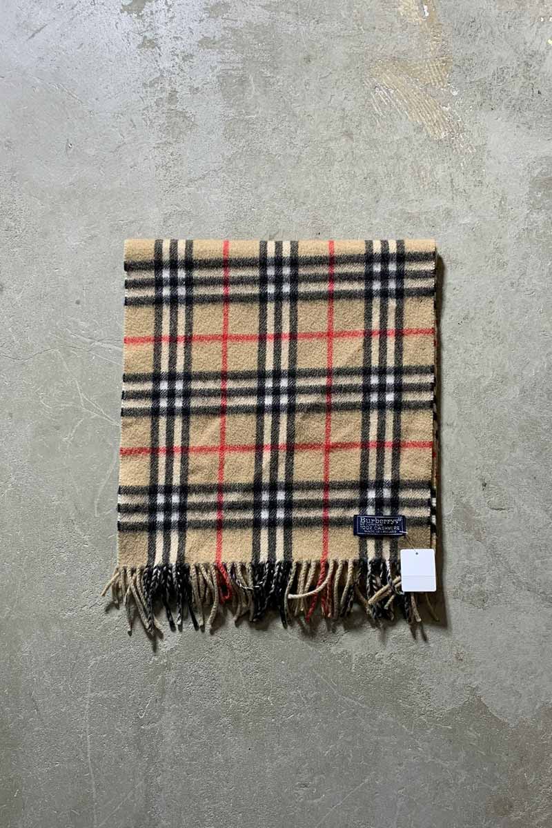 【中古】 BURBERRYS (バーバリーズ) MADE IN ENGLAND 90'S NOVA CHECK CASHMERE SCARF イングランド製 90年代 ノバチェック カシミア スカーフ マフラー BEIGE [SIZE: ONE SIZE USED]｜JULIUS NYC