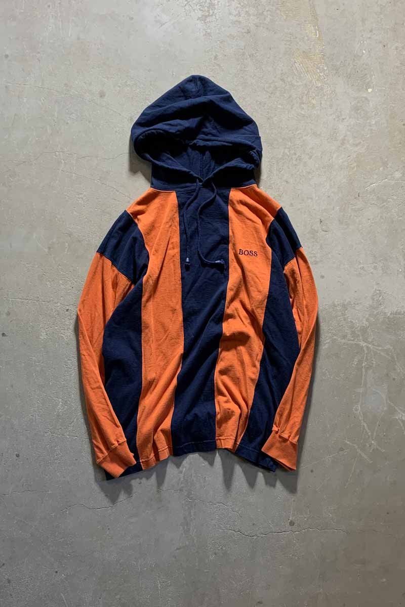 【中古】BOSS (ボス) 90'S L/S STRIPE HOODIE T-SHIRT 90年代 長袖 ストライプ フーディー ティーシャツ ORANGE [SIZE: XL USED] 7,716円