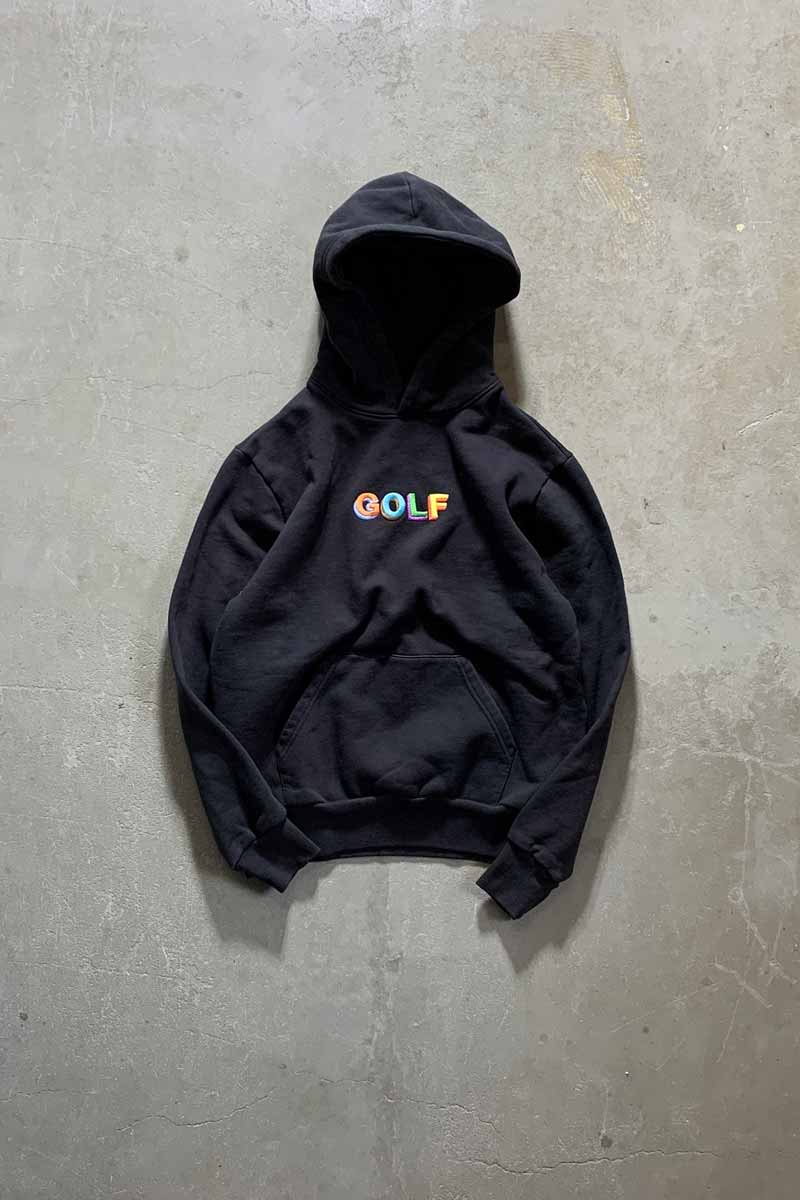【中古】GOLF (ゴルフ) LOGO SWEAT HOODIE ロゴ スウェット フーディー BLACK [SIZE: S USED]