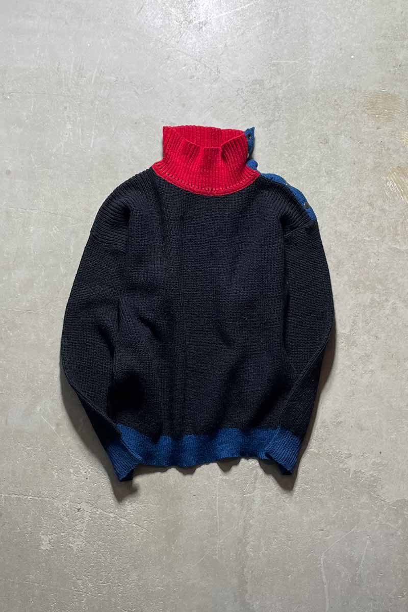 【中古】THE IMPORT WORKSHOP (インポート ワークショップ) MADE IN ITALY 90'S HI-NECK SHOULDER SNAP ACRYLIC WOOL KNIT SWEATER イタリア製 90年代 ハイネック ショルダー スナップ アクリル ウール ニット セーター BLACK [SIZE: S USED]