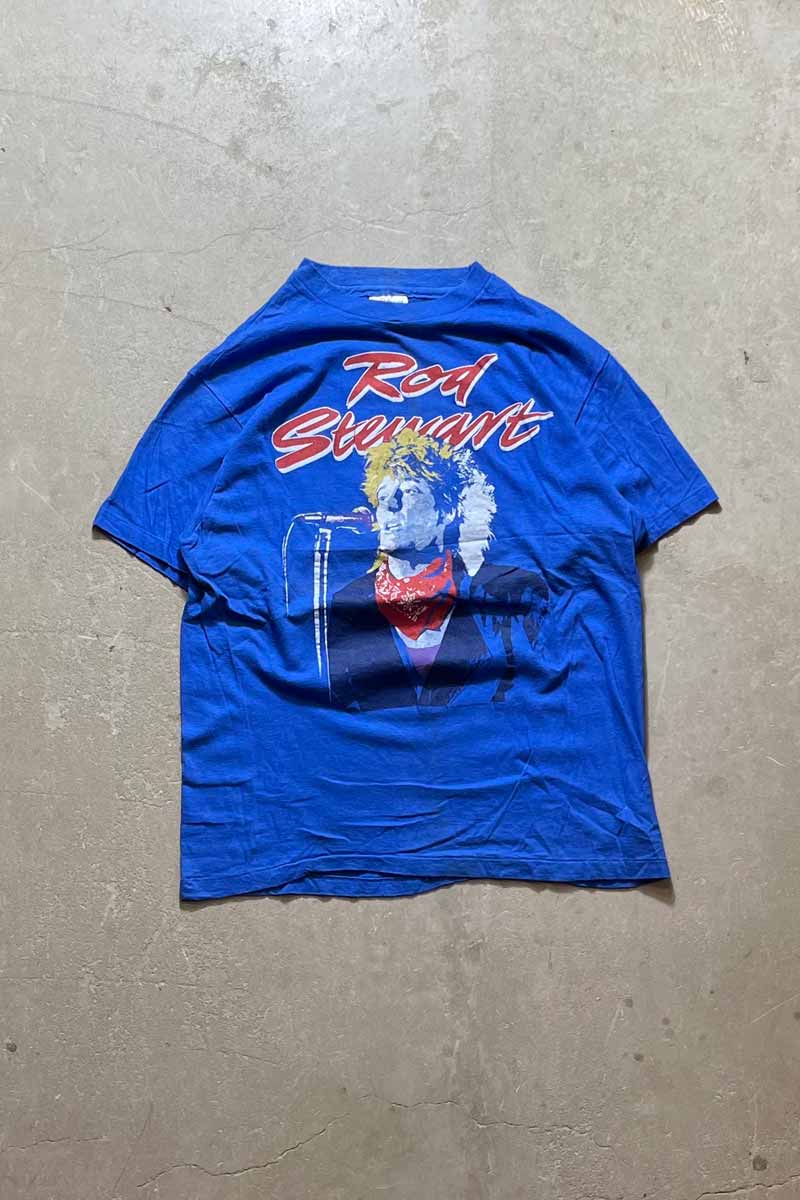 【中古】HANES (ヘインズ) MADE IN USA 84'S ROD STEWART T-SHIRT USA製 84年 ロッド スチュアート Tシャツ BLUE [SIZE: L USED]｜JULIUS NYC