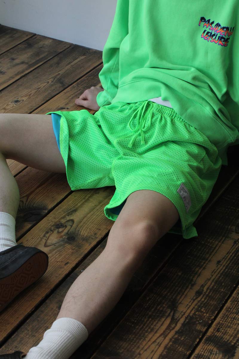 【SALE】【メンズ新品】PASADENA LEISURE CLUB（パサデナ 余暇 野球クラブ）SPORT SHORT / メッシュ運動競技さる股引き NEON GREEN/TURQUOISE ［NEW]