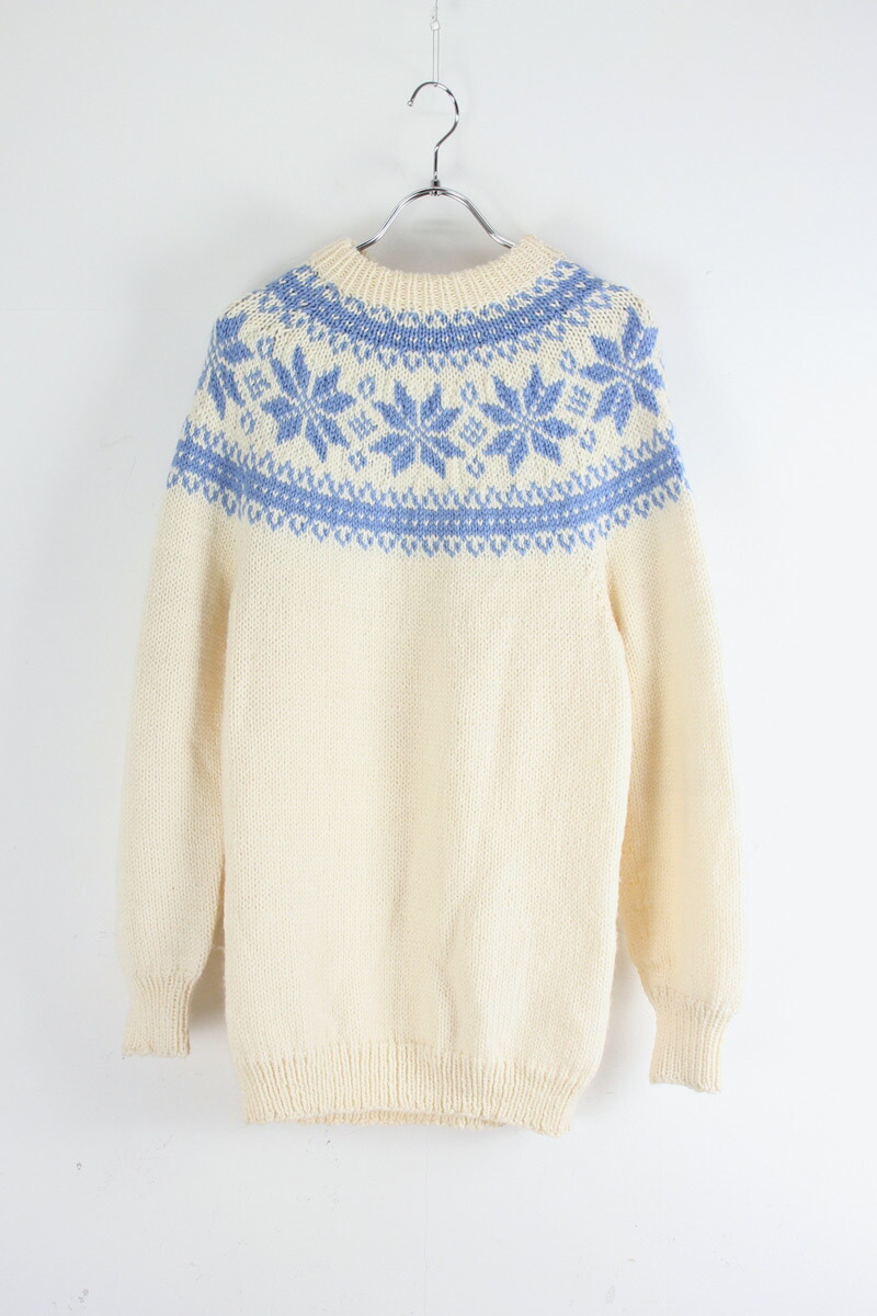 【中古】NO BRAND (否 ブランド名) NORDIC WOOL SWEATER ノース 羊毛 スウェーター WHITE/LIGHT BLUE [SIZE: M好いかげんに USED]