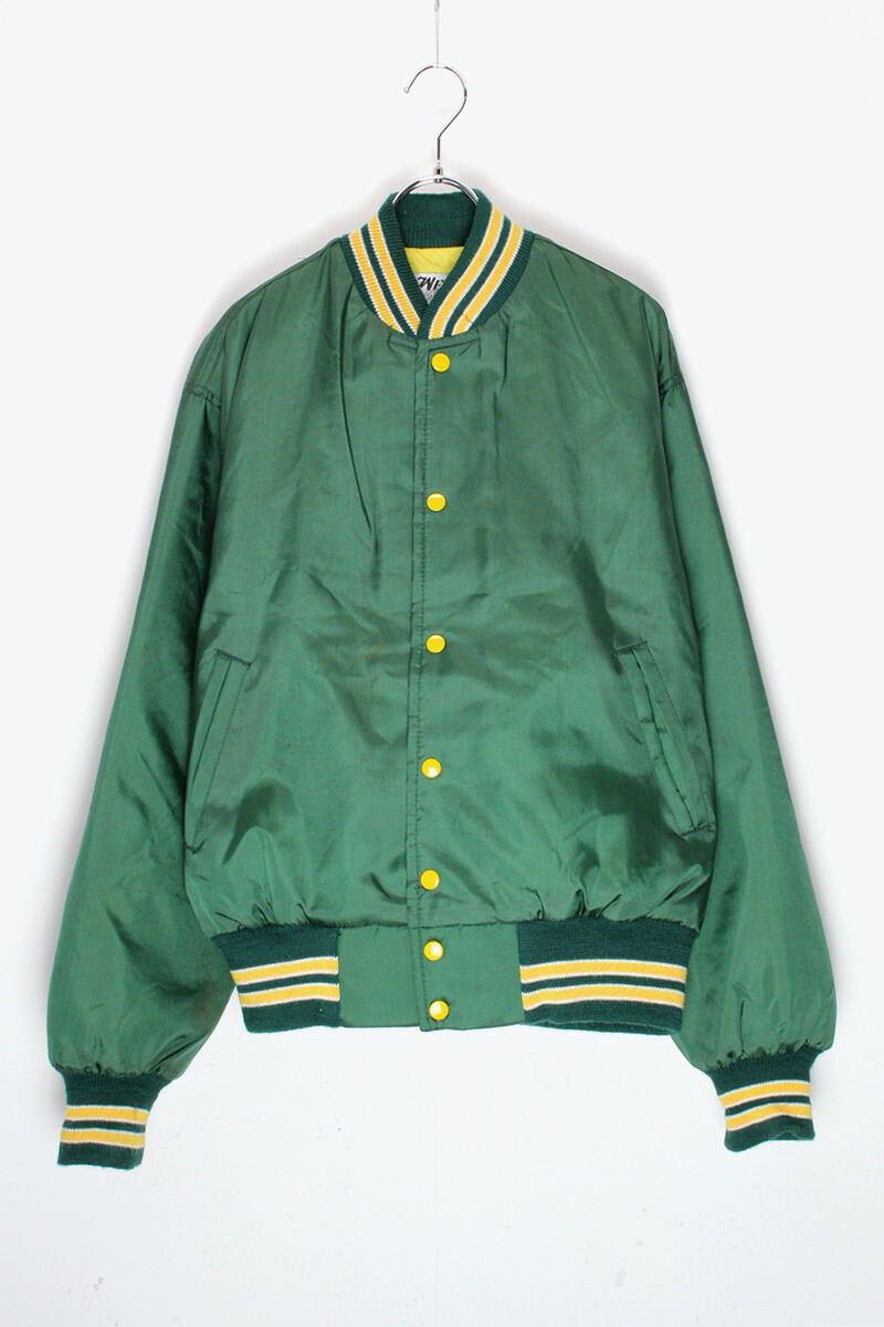 【中古】WEST WIND (ウエストウインド) MADE IN USA 80'S NYLON STADIUM JACKET 80年代 ナイロン スタジャン GREEN/YELLOW [SIZE: M USED]｜JULIUS NYC