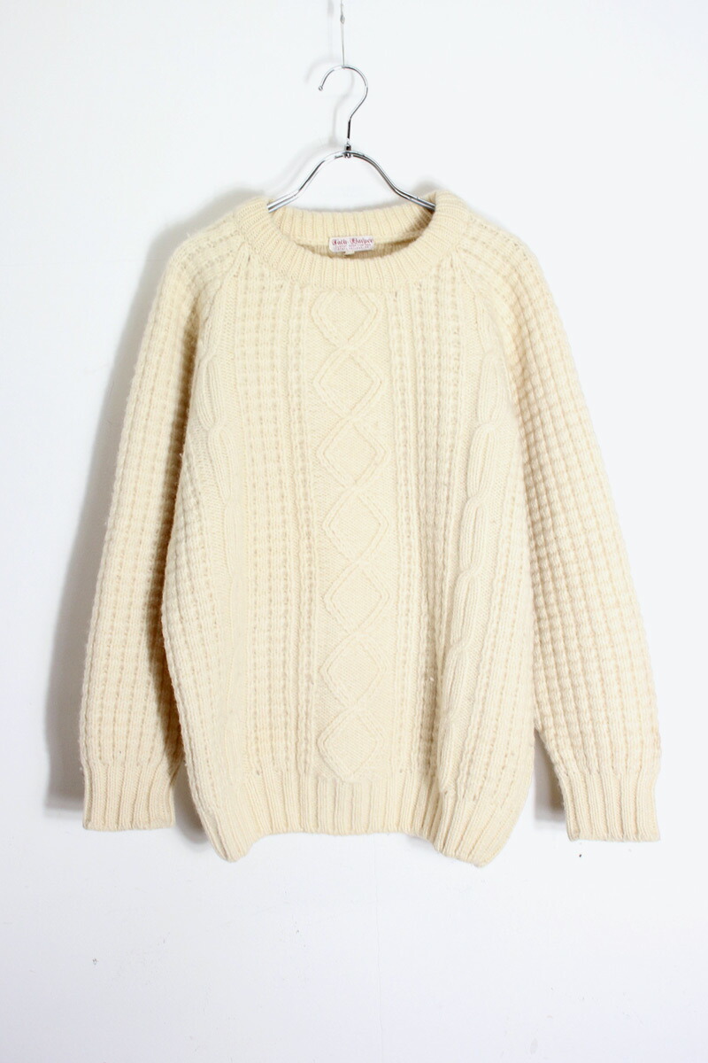 【中古】JACK DARNER (ジャック ダーナー) MADE IN IRELAND 90'S HANDROOMED ALAN KNIT SWEATER アイルランド製 90年代 アラン ニット セーター IVORY [SIZE: 42 USED]