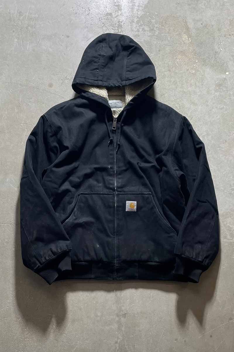 00s カーハート アクティブジャケット J141 DKB 裏地ボア XL USA製 Carhartt Thermal Lined Active Jacket 紺 2XL カーハート