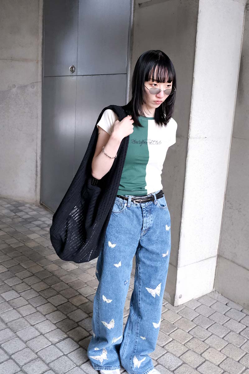 【SALE】【レディース新品】STOCKHOLM SURFBOARD CLUB (ストックホルムサーフボードクラブ) MINI CAP TEE RAGLAN 2トーンコンパクトTシャツ GREEN-WHITE [NEW]