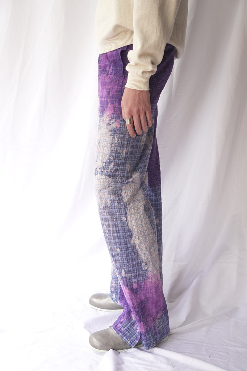 【メンズ新品】STOCKHOLM SURFBOARD CLUB (ストックホルムサーフボードクラブ) CLEO PANTS イージースリットパンツ BLUE CHECK [NEW]