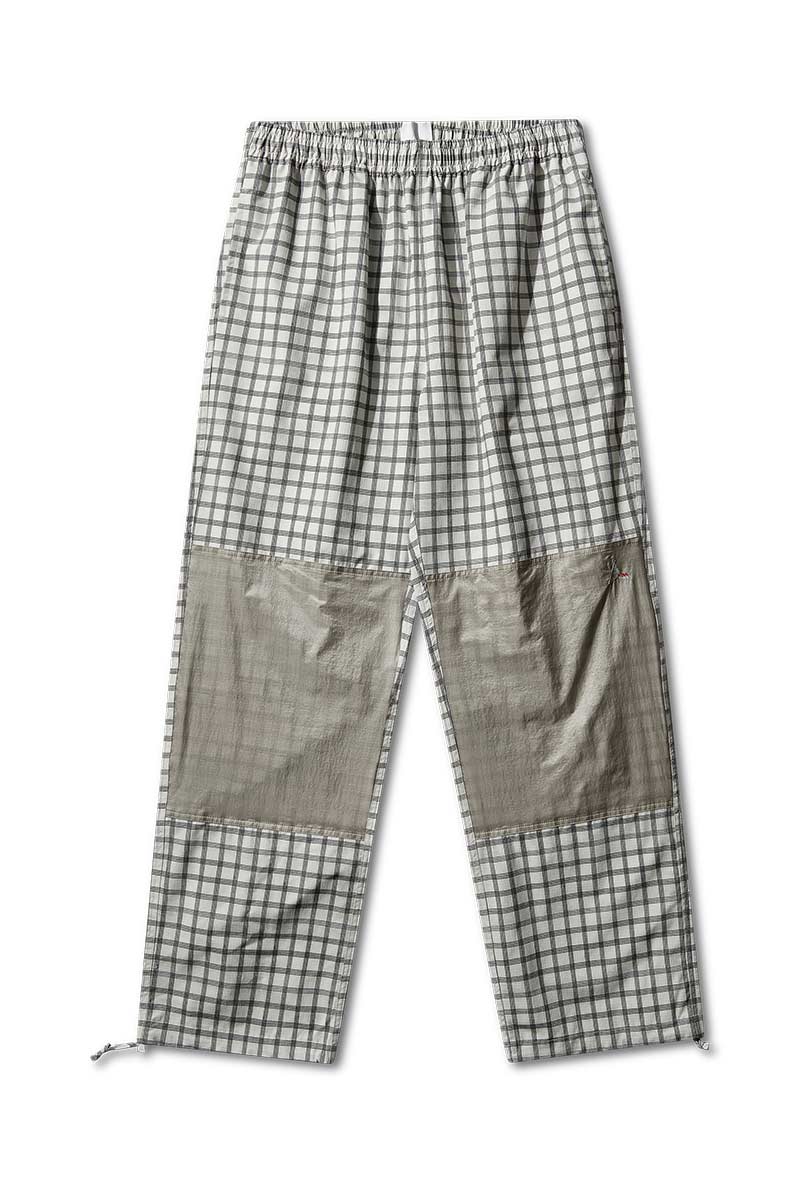 【メンズ新品】ROA (ロア) AAIR FLOWEAVE PRINTED CHECK ELASTICATED WAISTBAND PANTS チェックリラックスパンツ WHITE [NEW]