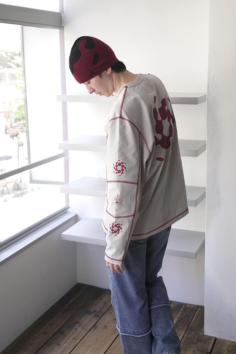【SALE】【メンズ新品】ROA (ロア) INFO STITCH ORGANIC LONG SLEEVE グラフィックロングスリーブTシャツ LIGHT GREY [NEW]