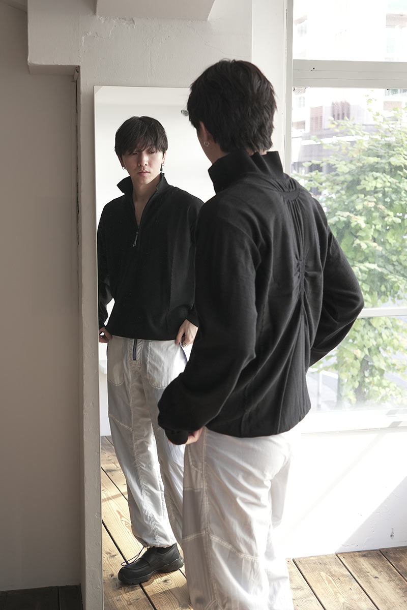 【SALE】【メンズ新品】ROA (ロア) PINCHED WOOL KNIT POLO ハーフジップスウェット BLACK [NEW] トップス-メンズファッション-スウェット・トレーナー