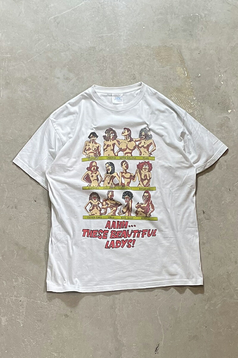 【中古】JHK 90'S BEAUTIFUL LADYS EROTIC T-SHIRT 90年代 ビューティフル レディーズ エロ Tシャツ WHITE [SIZE: L USED]｜JULIUS NYC