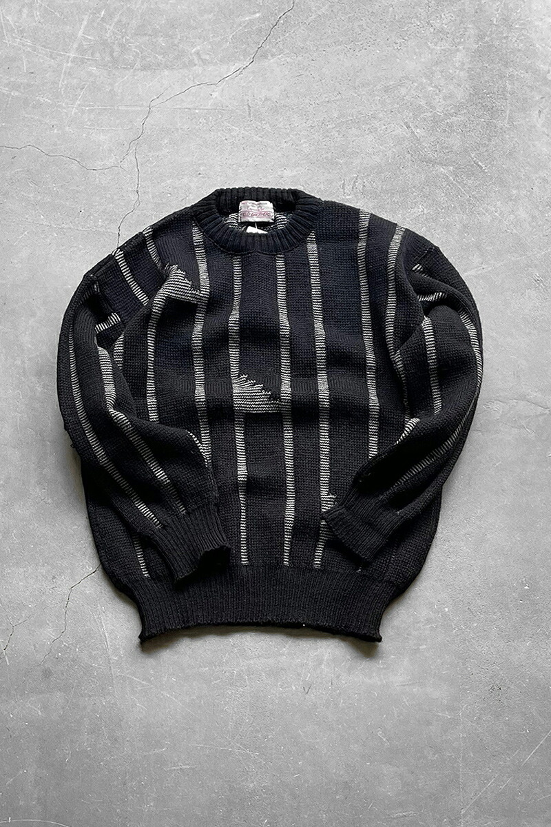 【中古】FIELD BROTHERS (活動の領域 ブラザーズ) MADE IN ENGLAND 90\u0027S GEOMETRIC PATTERN WOOL KNIT SWEATER イングランド製 90年月日 幾何学的 お定まり 羊毛 編み物 スウェーター STRIPE [SIZE: M USED]