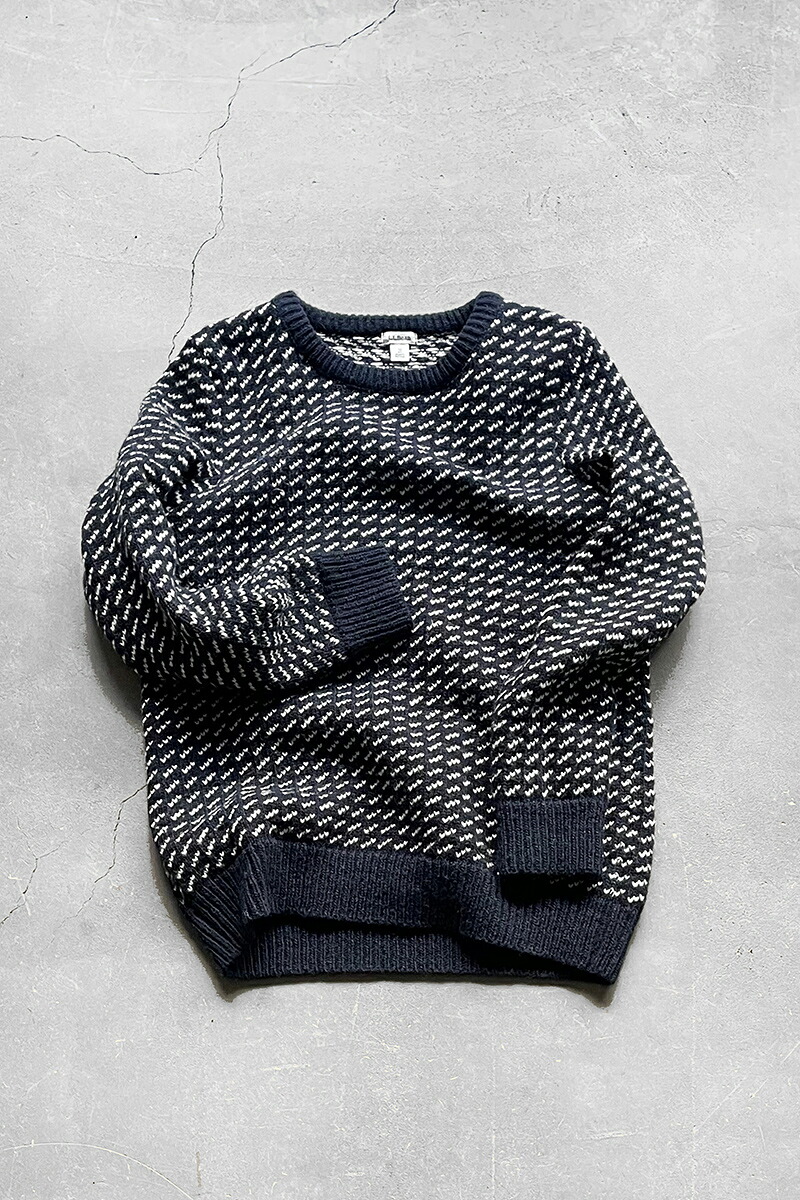 【中古】L.L. BEAN (エルエルビーン) MADE IN NORWAY BIRDSEYE KNIT SWEATER ノルウェー製 バーズアイ ニット セーター / NAVY [SIZE: M USED]｜JULIUS NYC