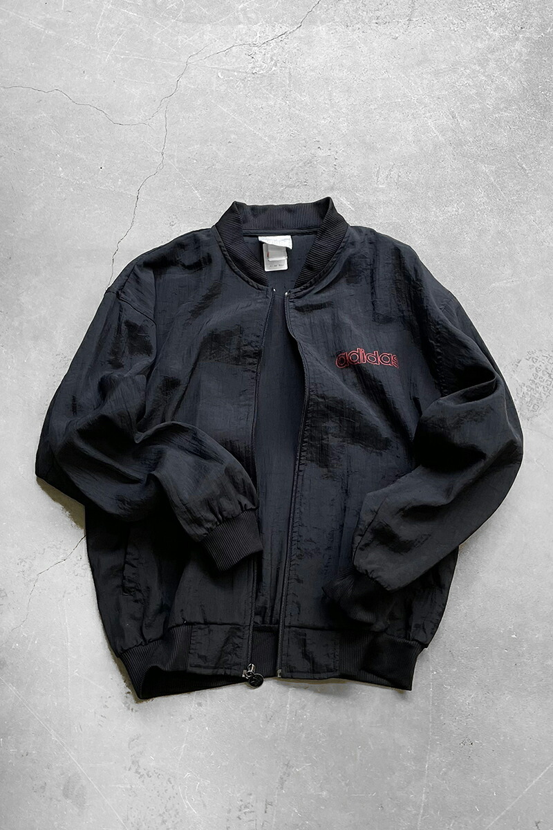 【中古】ADIDAS (アディダス) 80\u0027S ZIP NYLON JACKET 80年月日 ジップ ナイロン 上衣 BLACK  [SIZE: M USED]