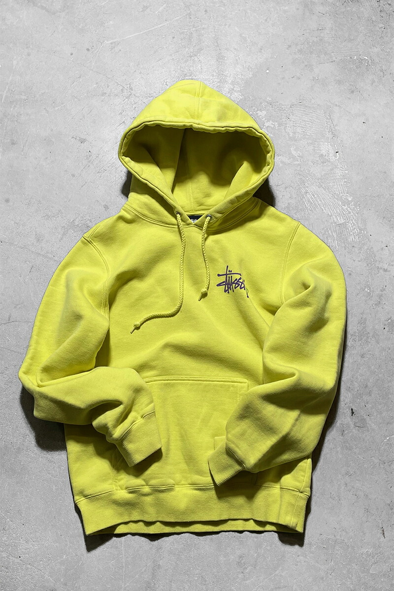 【中古】STUSSY (ステューシー) ONE POINT LOGO SWEAT HOODIE ロゴ スウェット フーディ YELLOW [SIZE: S USED]
