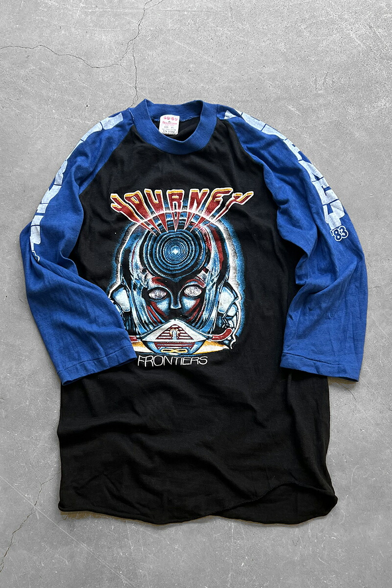 【中古】HEALTH-LOOM (ヘルス ルーム) MADE IN PAKISTAN 83'S JOURNEY BAND RINGER T-SHIRT パキスタン製 83年 ジャーニー バンド リンガー Tシャツ BLACK [SIZE: XL USED]