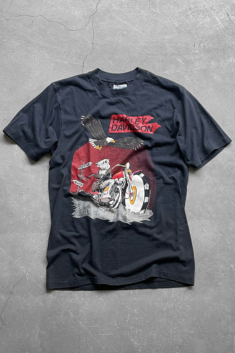 【中古】HANES (ヘインズ) MADE IN USA 88'S HARLEY DAVIDSON T-SHIRT 88年 ハーレーダビッドソン Tシャツ BLACK [SIZE: M USED]｜JULIUS NYC