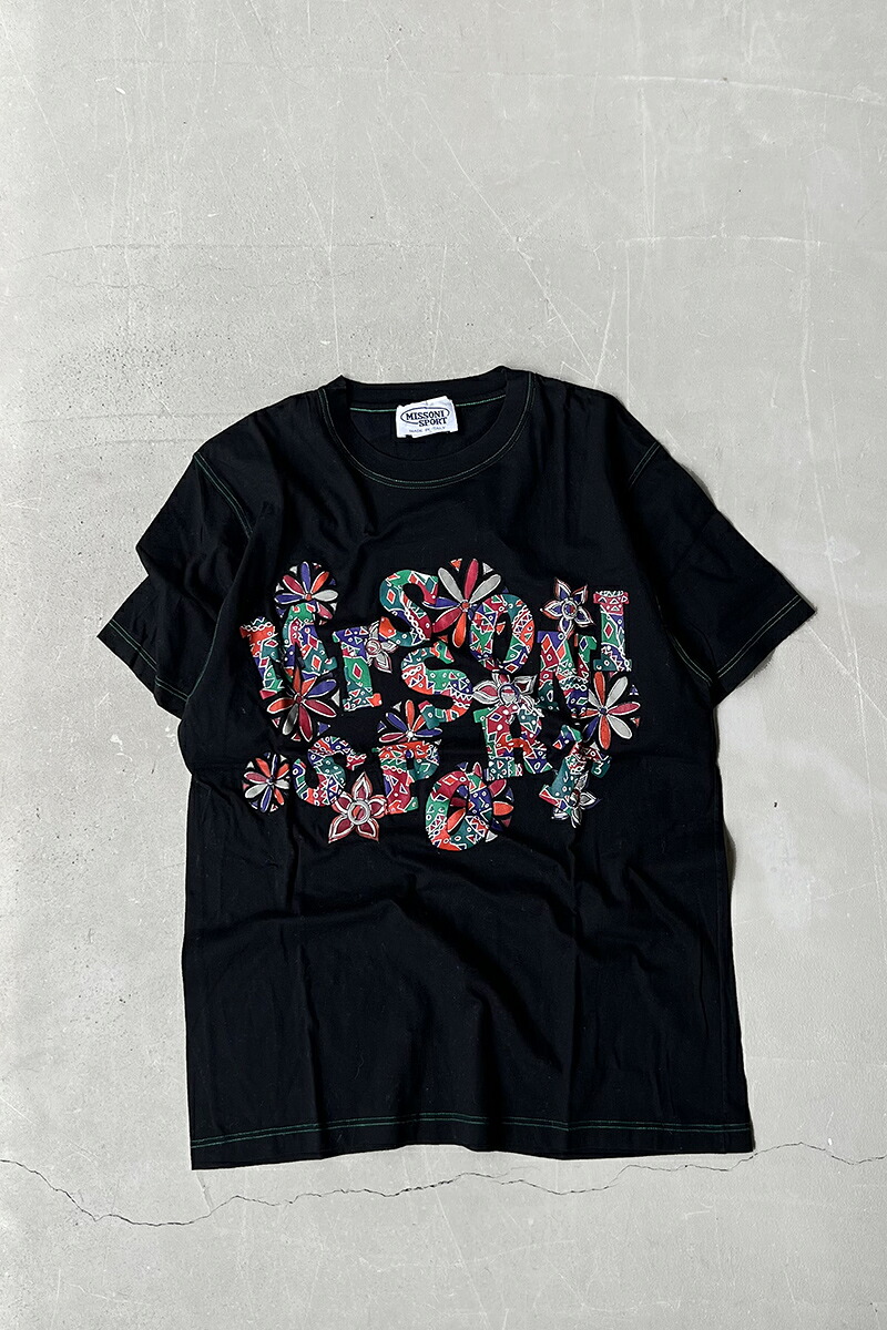 【中古】HANES (ヘインズ) MADE IN ITALY 90\u0027S MULCH PRINT T-SHIRT イタリア製 90年月日 柄刷り上げる ロゴタイプ プルオーバー BLACK [SIZE: M USED]