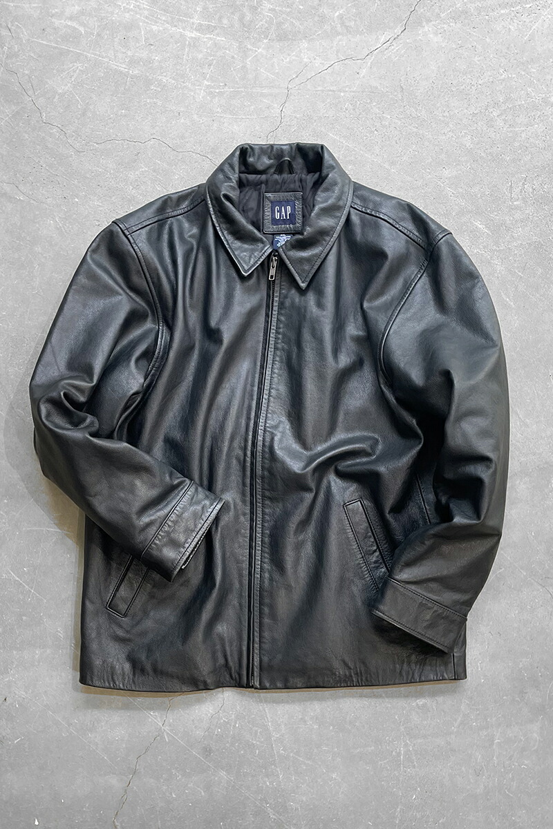 むは　00s OLDGAP 牛革 本革 レザー スウィングトップ S レア】OldGAP レザーウエスタンシャツジャケット Lサイズ 黒 90