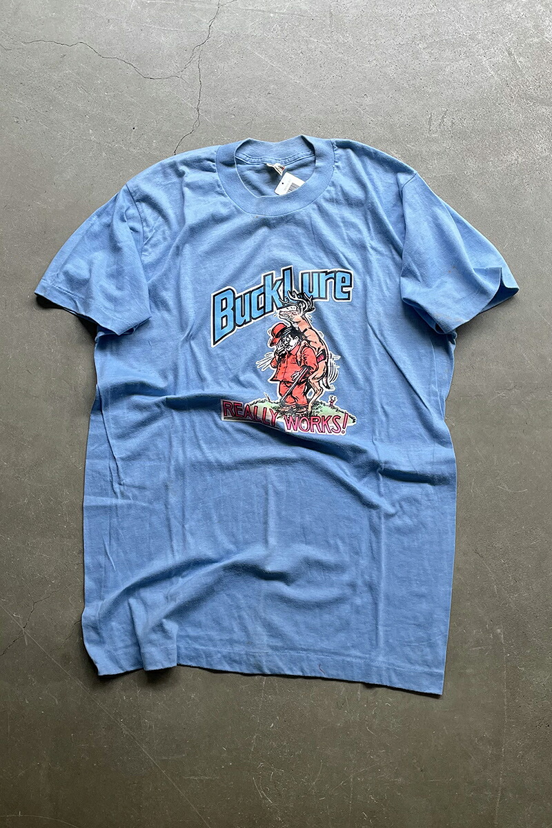 【中古】SCREEN STARS (スクリーン スターズ) MADE IN USA 80'S BUCKLURE EROTIC T-SHIRT アメリカ製 80年代 プリント Tシャツ BLUE [SIZE: XL USED]
