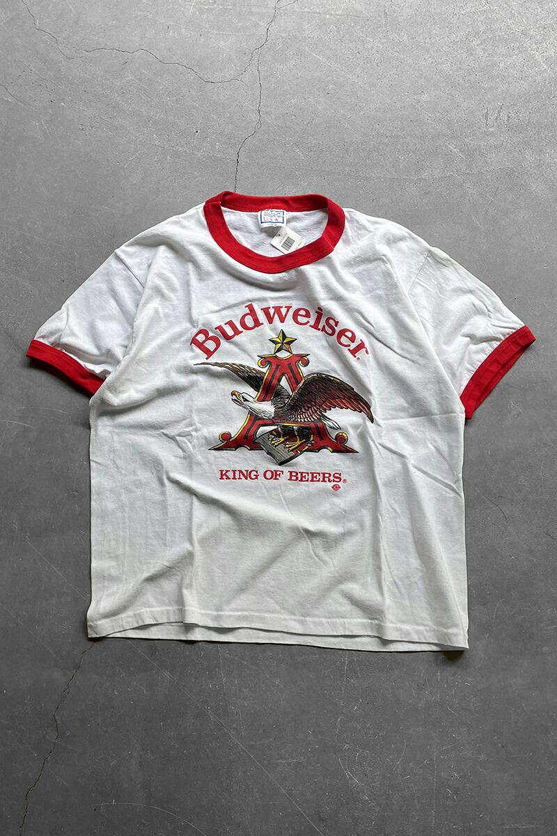 【中古】MY SHIRT (マイ ティーシャツ) MADE IN USA 87\u0027S BUDWEISER BICYCLE RACE RINGER T-SHIRT 亜米利加製 87年月日 バドワイザー リンガー ティーシャツ WHITE [SIZE: XL USED]