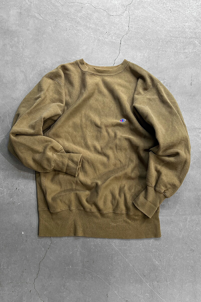 【中古】CHAMPION (はやりっ児) MADE IN USA 90\u0027S REVERSE WEAVE ONE POINT SWEATSHIRT 亜米利加製 90年月日 リバースウィーブ 分科大学 トレーナー BEIGE [SIZE: L USED]