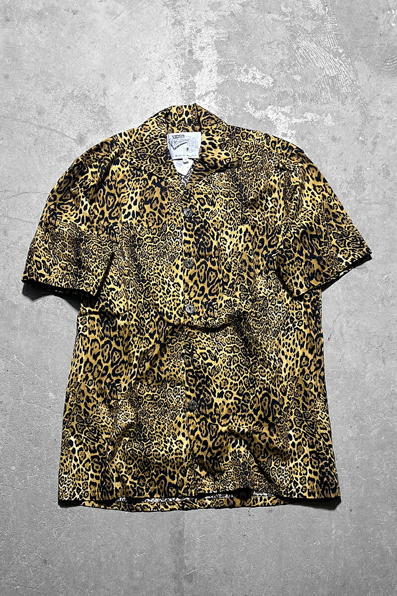 【中古】VIVIEN HOLLOWAY (ヴィヴィアン ホロウェイ) MADE IN LONDON 90'S S/S LEOPARD PATTERN OPEN COLLAR SHIRT ロンドン製 開襟 レオパード 半袖シャツ YELLOW [SIZE: S USED]｜JULIUS NYC