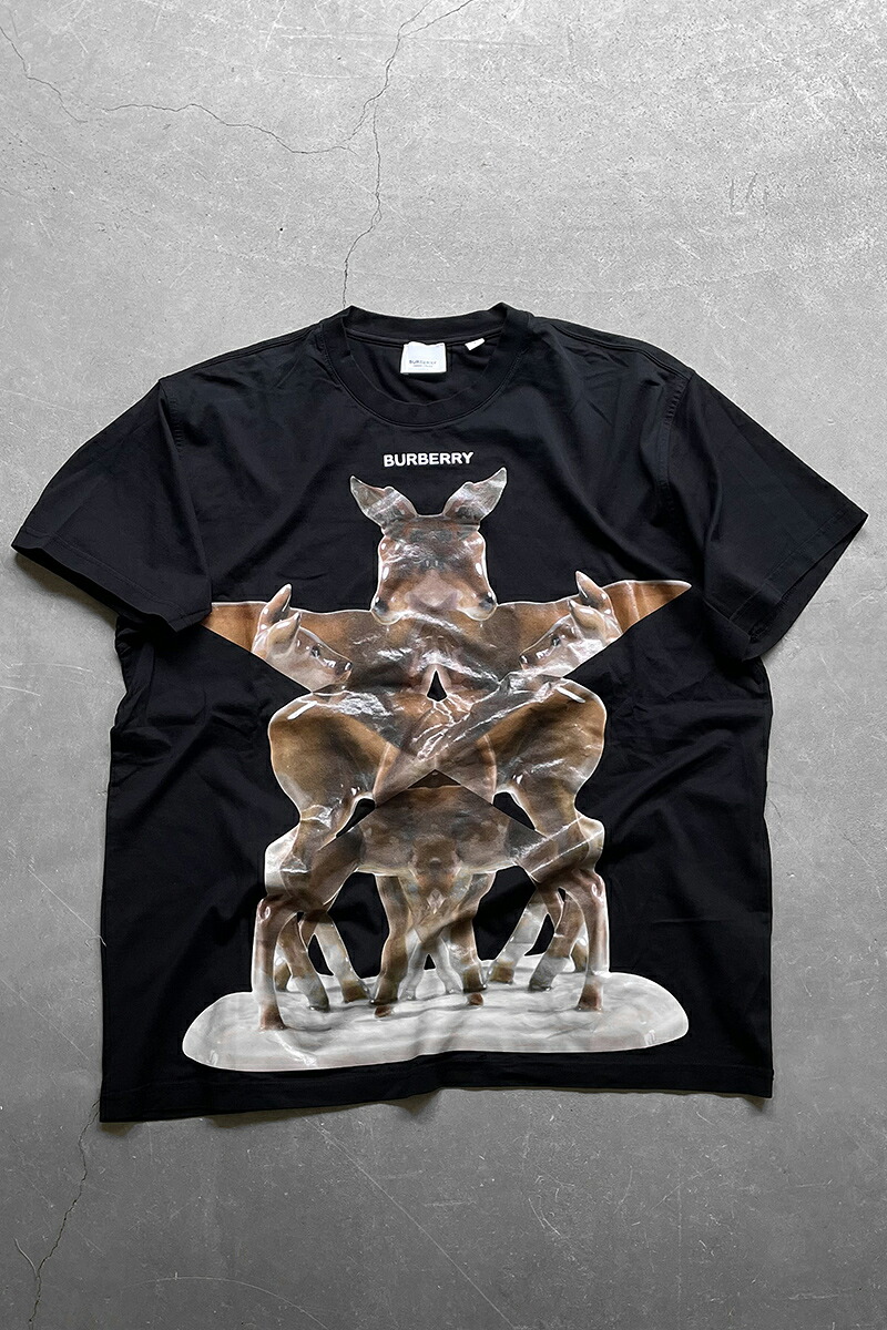 【中古】BURBERRY (バーバリー) MADE IN PORTUGAL PRINT T-SHIRT ポルトガル製 プリント Tシャツ BLACK [SIZE: S USED]