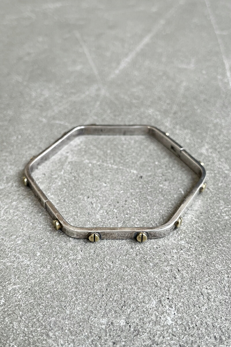 【中古】 VINTAGE MEXICAN JEWELRY (ヴィンテージ メキシカン 宝飾品) MADE IN MEXICO 925 SILVER BANGLE W/BRASS 925 メキシコ合衆国製 925 しろがね色 バングル W/金管楽器  [SIZE: ONE SIZE USED]
