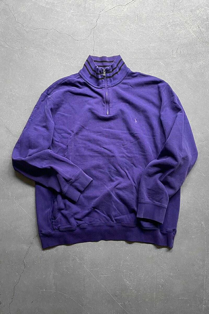 【中古】POLO BY RALPH LAUREN (ポロ バイ ラルフローレン) 90'S HALF-ZIP SWEATSHIRT 90年代 ハーフジップ スウェット PURPLE [SIZE: L USED]
