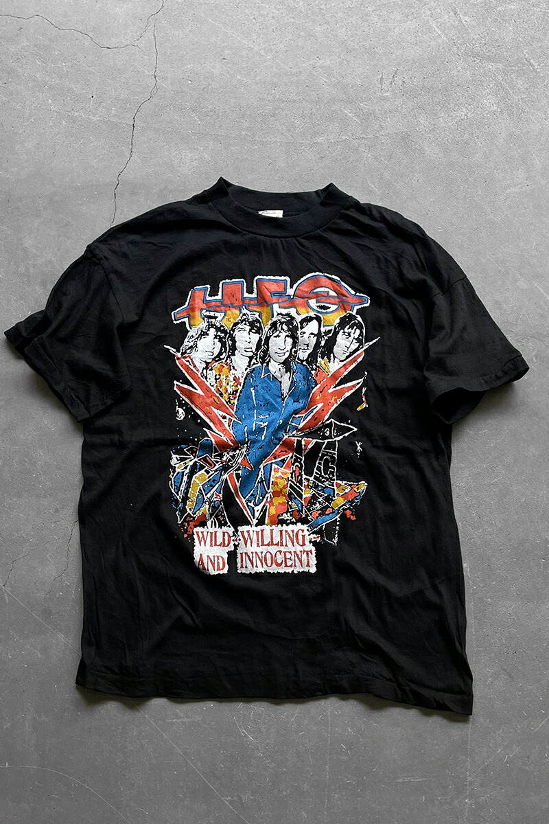 【中古】FANTASY (ファンタジー) 80'S UFO WILD WILLING AND INNOCENT PAKISTAN COTTON BAND T-SHIRT 80年代 ユーフォー ワイルド アンド イノセント パキスタンコットン(パキ綿) バンド Tシャツ BLACK [SIZE: M USED]