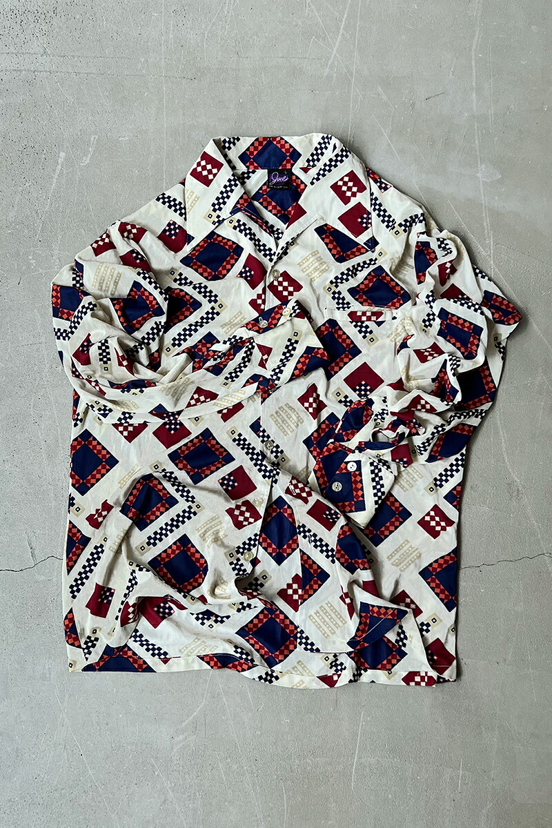 【中古】JOEL (ジョエル) 70'S L/S PATTERN SHIRT 70年代 長袖 柄シャツ シャツ IVORY [SIZE: L USED]