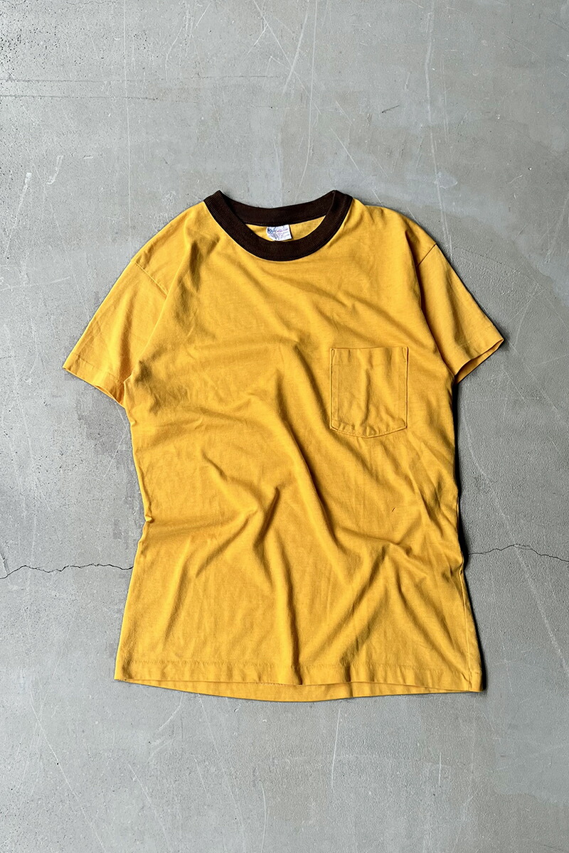 【中古】909 COLLECTION (909 コレクション) 80'S POCKET T-SHIRT 80年代 ポケット Tシャツ YELLOW [SIZE: L USED]