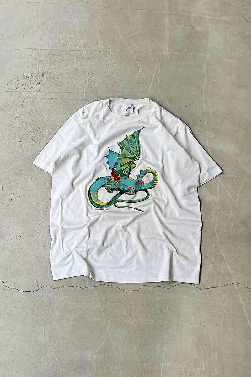 【中古】JERZEES (ジャージーズ) MADE IN USA 90 DRAGON PRINT T-SHIRT アメリカ製 90年代 ドラゴン プリント Tシャツ WHITE [SIZE: L USED]
