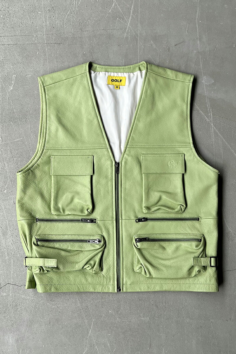 【中古】GOLF WANG (ゴルフワン) LEATHER VEST レザーベスト GREEN [SIZE: M USED]｜JULIUS NYC