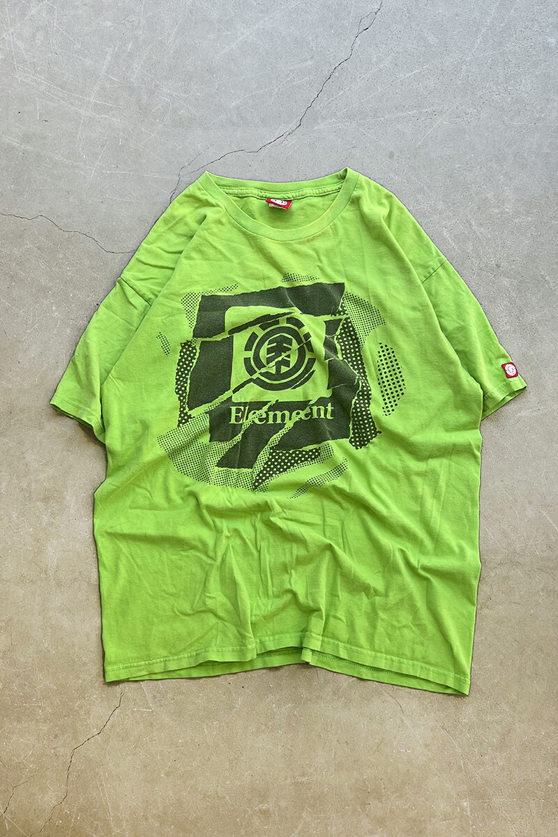 【中古】ELEMENT (化学元素) MADE IN USA 90\u0027S SKATEBOARDING T-SHIRT 亜米利加製 90年 スケートボーディング プルオーバー NEON [SIZE: L USED]