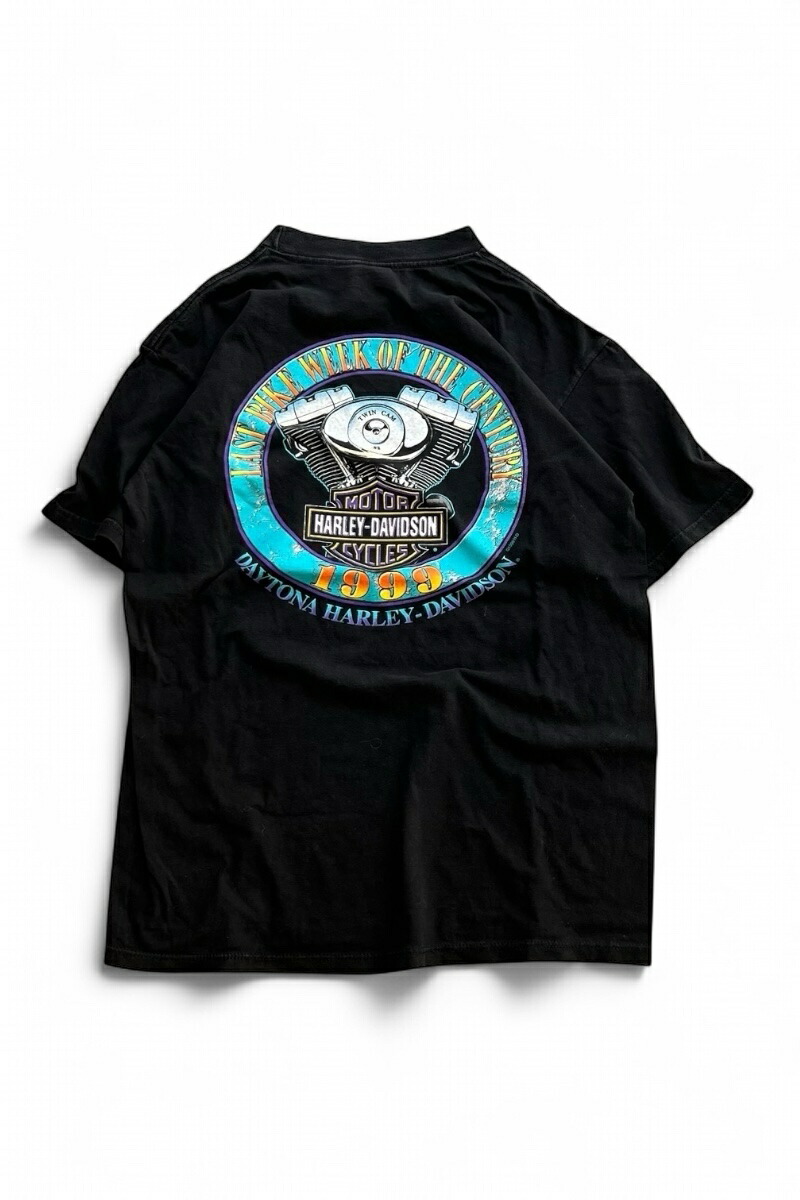 【中古】HARLEY DAVIDSON(ハーレー ダヴィッドソン) MADE IN USA 99\u0027S LAST WEEK OF THE CENTURY T-SHIRT USA製 99年 挙げ句の果て週間 オブ ザ 世紀 プルオーバー BLACK [SIZE: L USED]