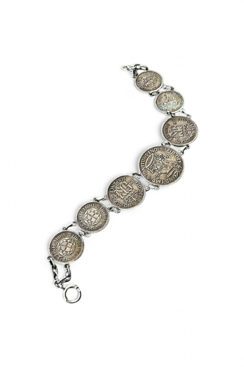 【中古】 VINTAGE SILVER JEWELRY (ヴィンテージ しろがね色 宝飾品) 30-40\u0027S SILVER COIN BRACELET 30-40年月日 しろがね色 硬貨 腕輪 SILVER  [SIZE: ONE SIZE USED]