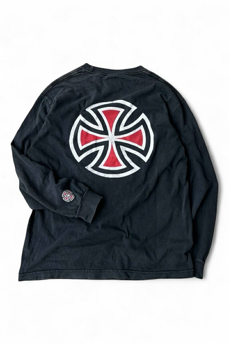 【中古】INDEPENDENT (インディペンデント) 90'S L/S LOGO SKATEBOARING T-SHIRT 90年代 長袖 スケートボーディング Tシャツ / BLACK [SIZE: M USED]