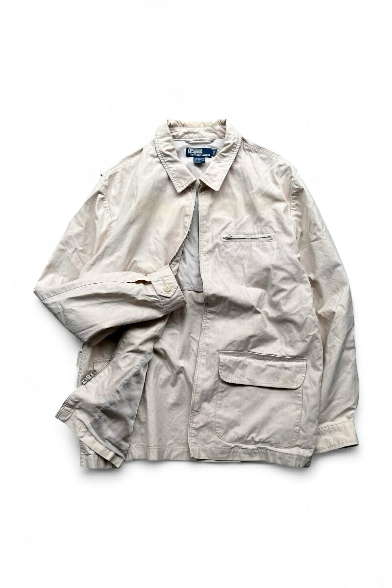 【中古】POLO BY RALPH LAUREN (ポロ バイ ラルフローレン) 90\u0027S ZIP JACKET 90年月日 ジップジャケット / OFF WHITE [SIZE: L USED]
