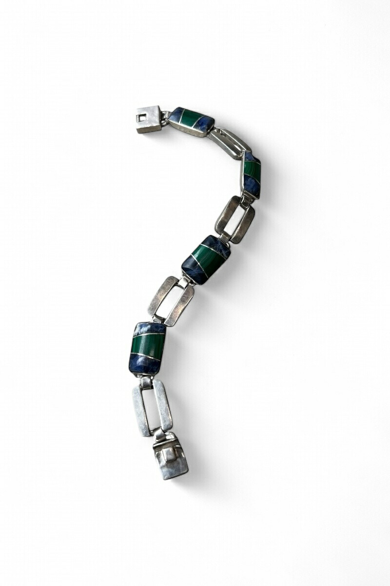 【中古】 VINTAGE MEXICAN JEWELRY (ヴィンテージメキシカンジュエリー) 925 SILVER BRACELET T-BAR W/MIX STONES 925 シルバー ブレスレット [SIZE: ONE SIZE USED]｜JULIUS NYC