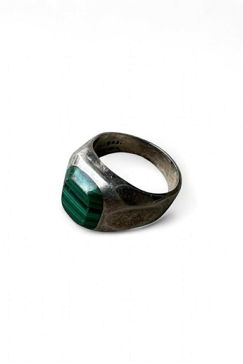 【中古】VINTAGE MEXICAN JEWELRY (ヴィンテージ メキシカン 宝飾品) MADE IN MEXICO 925 SILVER RING W/MALACHITE メキシコ合衆国製 925 しろがね色 輪っか マラカイト [SIZE: ONE SIZE USED]