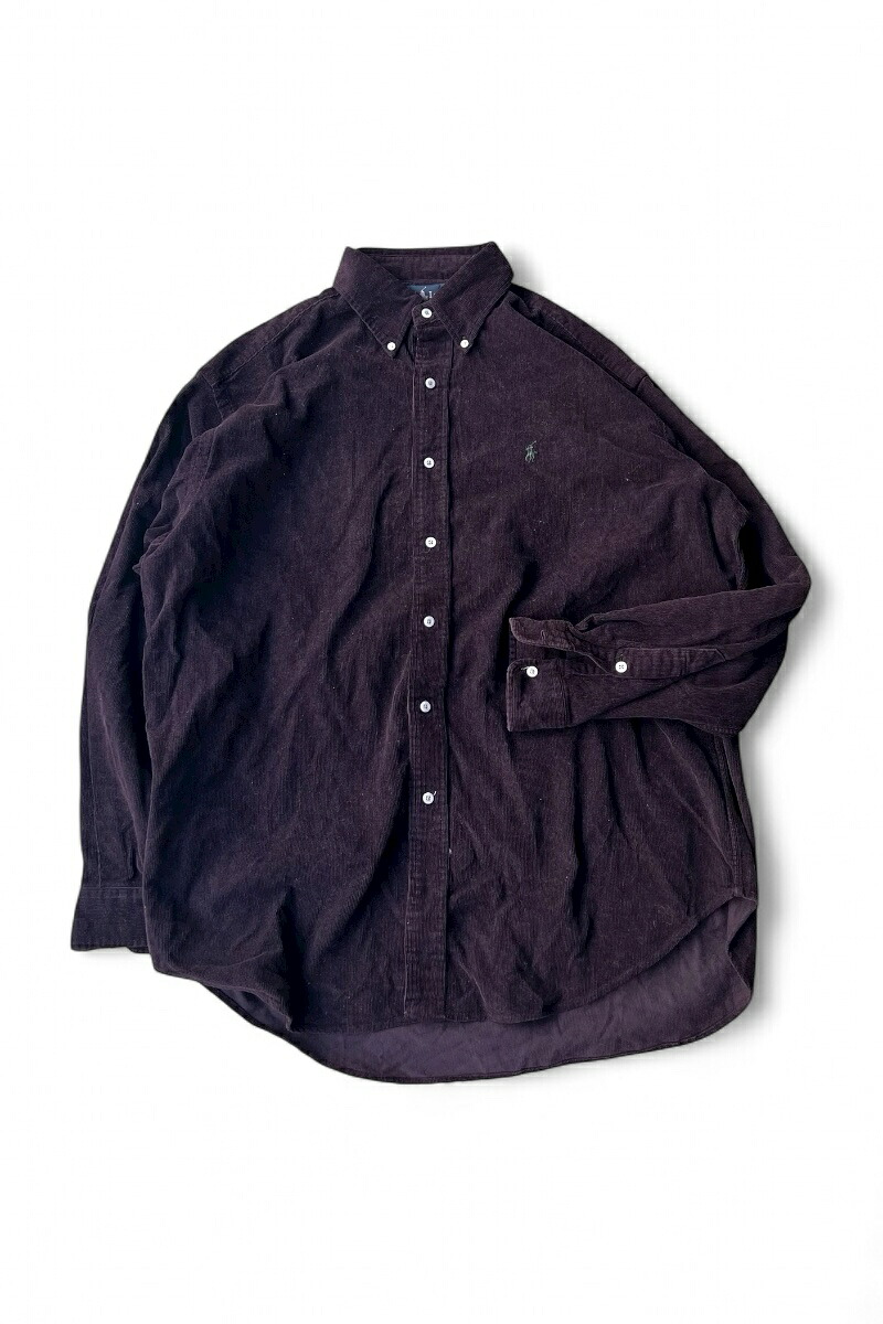 【中古】RALPH LAUREN （ラルフローレン） 90\u0027S BLAIRE L/S CORDUROY SHIRT 90日付け ブレア 長袖 コール天 プルオーバー PURPLE [SIZE: L USED]