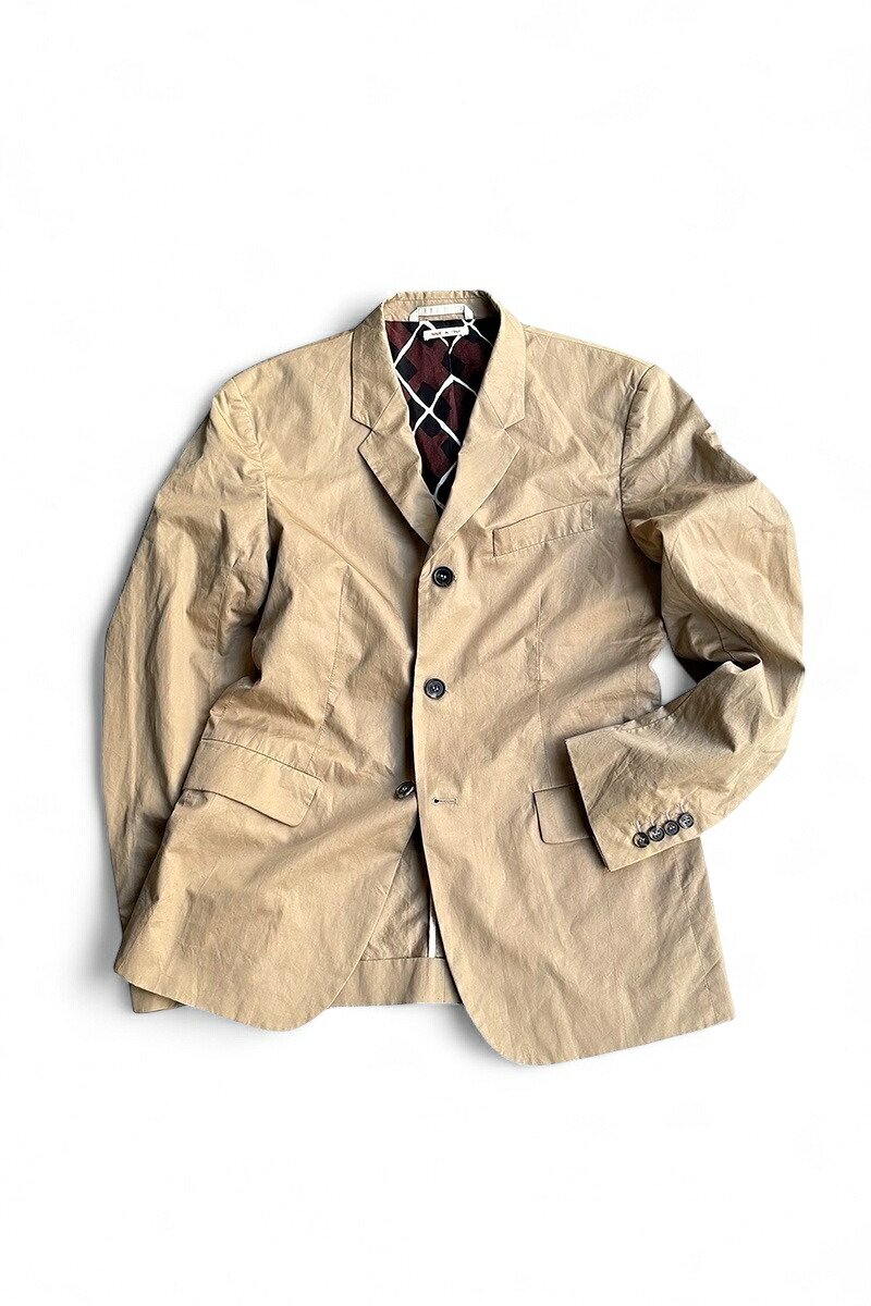 【中古】MARNI (マルニ)  MADE IN ITALY 3B TAILORED JACKET イタリア製 3名取り草 テーラード 上衣 / BEIGE [SIZE: 46 USED]