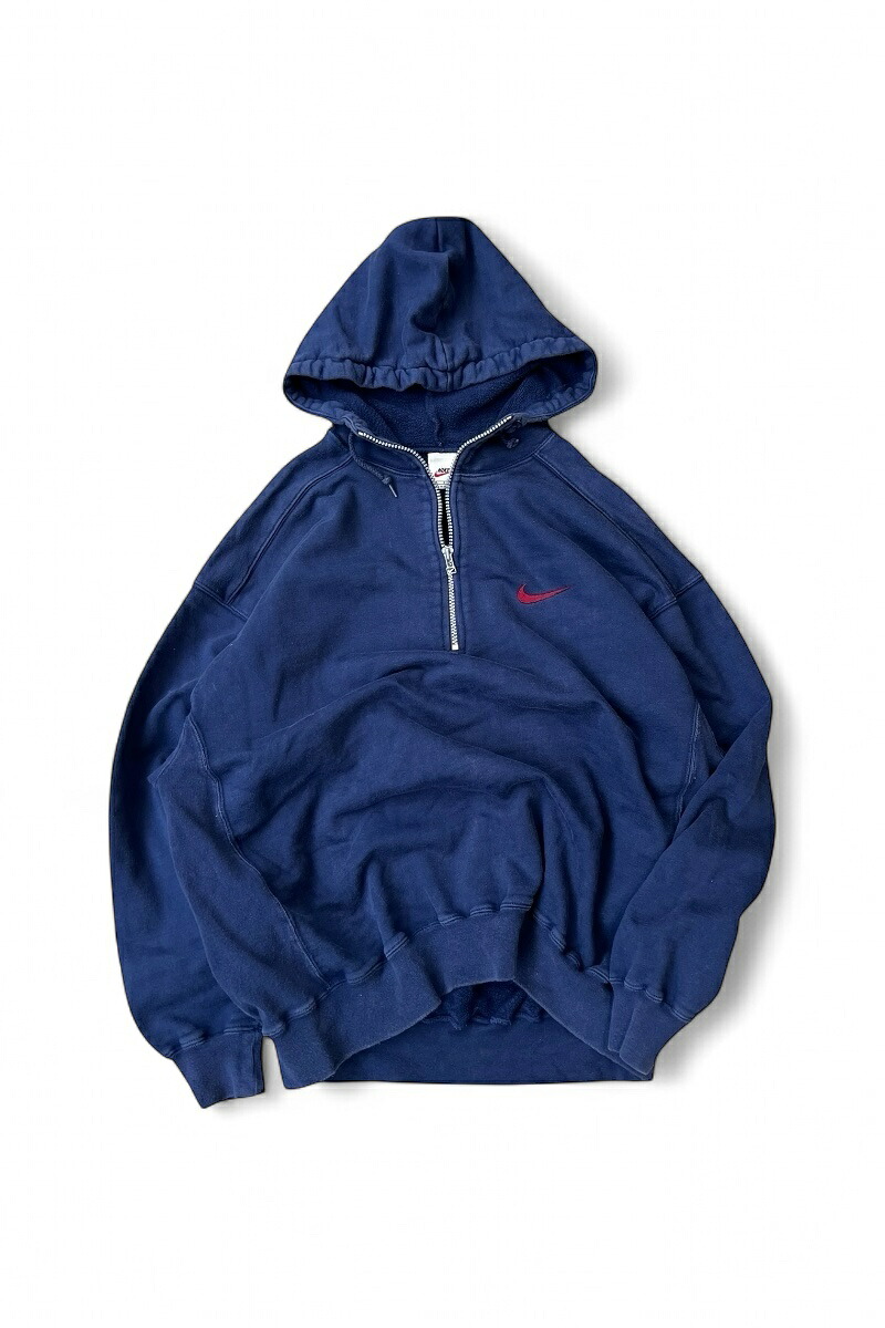 NIKE (ナイキ) Y2K 06'S HALF-ZIP HOODIE SWEATSHIRT 06年 ハーフジップ フーディ スウェットシャツ NAVY［SIZE: L USED］