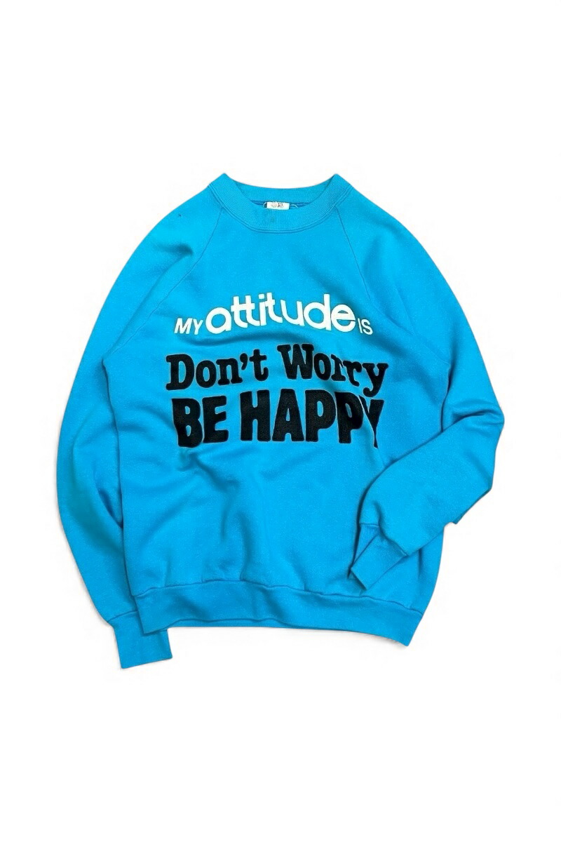 【中古】FRUIT OF THE LOOM (フルーツ オブ ザ お部屋) MADE IN USA 90\u0027S MESSAGE SWEATSHIRT 亜米利加製 90年月日 申し立て トレーナー BLUE [SIZE: L USED]
